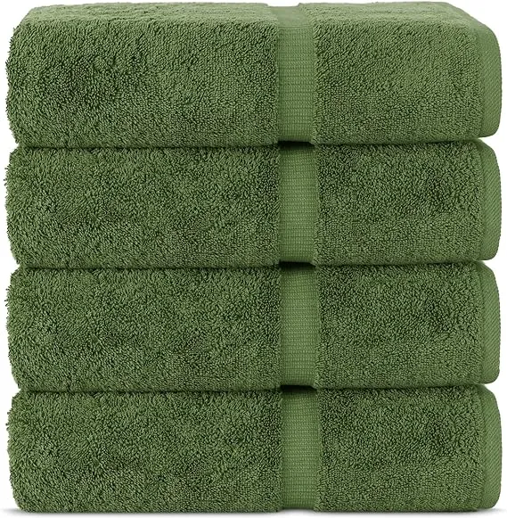 Chakir Turkish Linens | Hotel & Spa Quality 100% Cotton Premium Turkish Towels | Soft & Absorbent (4-Piece Bath Towels, Moss)