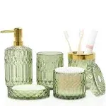 5pcs Clear Glass Bathroom Accessories Set