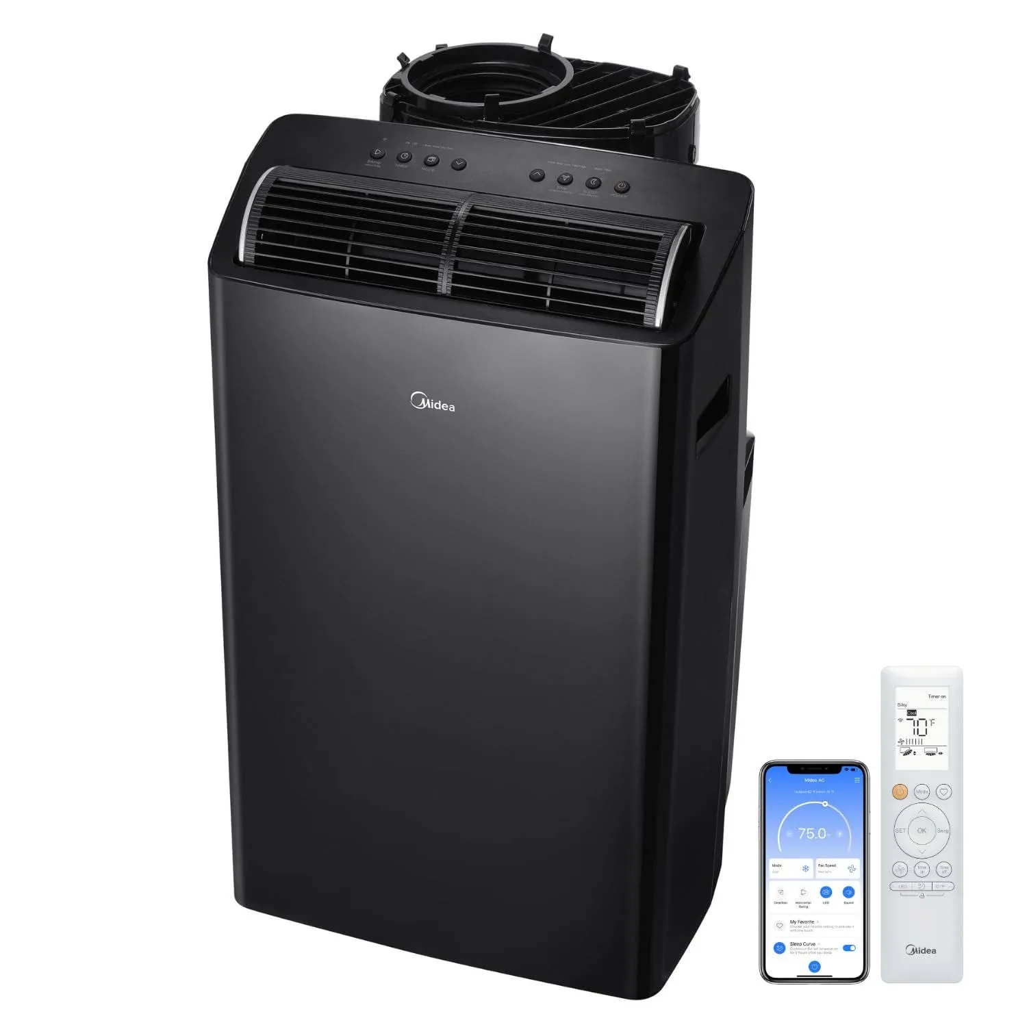 Midea Duo 14,000 BTU (12,000 BTU SACC) He Inverter Ultra Quiet Portable Air Conditioner, Cools Up to 550 Sq ft, Works with Alexa