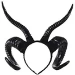 Qhome Gothic Antelope Sheep Horn Hoop Headband L Black