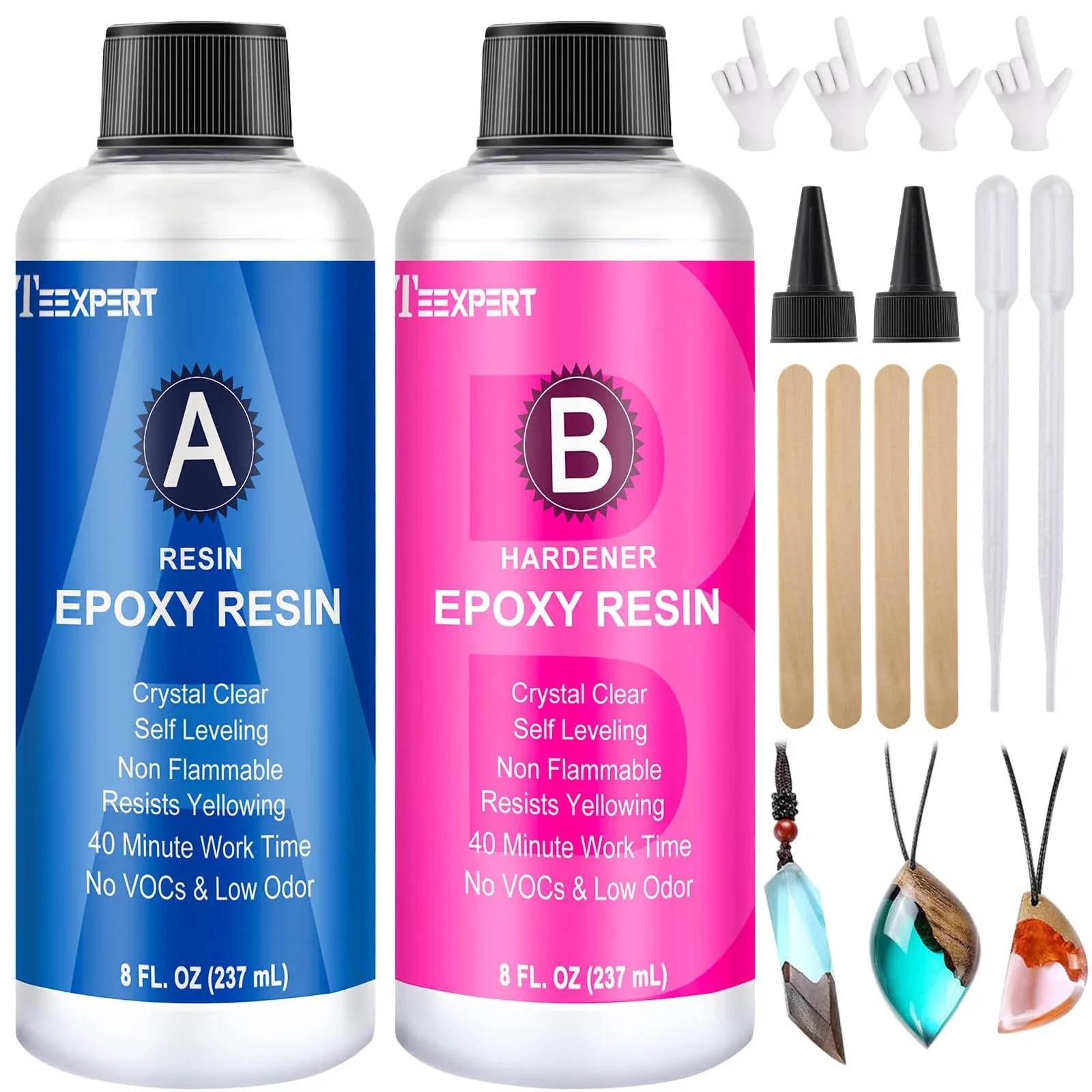 Teexpert Epoxy Resin Crystal Clear Epoxy Resin kit Fast Curing Resistant for Casting Coating Art DIY Craft Jewelry Wood Table