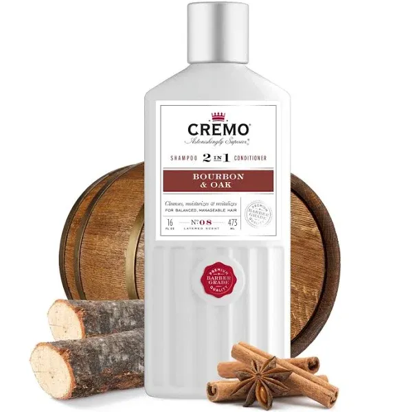 Cremo Bourbon &amp; Oak Barber Grade 2-in-1 Shampoo &amp;  Assorted Scents 