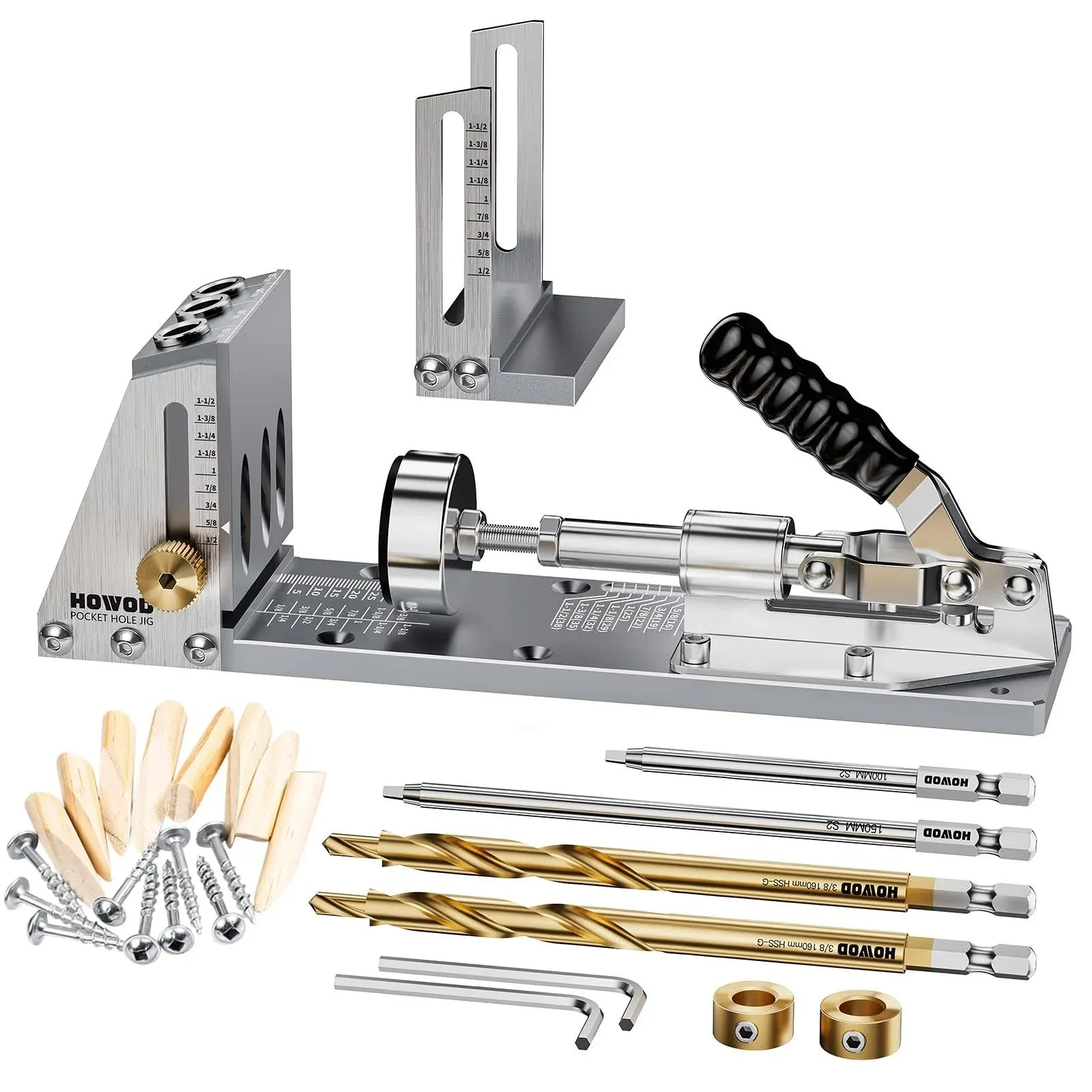 Pocket Hole Jig Kit, Professional and Upgraded All-Metal Pocket Screw Jig wit...