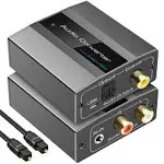 Analog to Digital Audio Converter RCA R/L to Optical with Optical Cable 3.5mmAUX Jack to Digital Toslink and Coaxial Audio Adapter for Soundbar