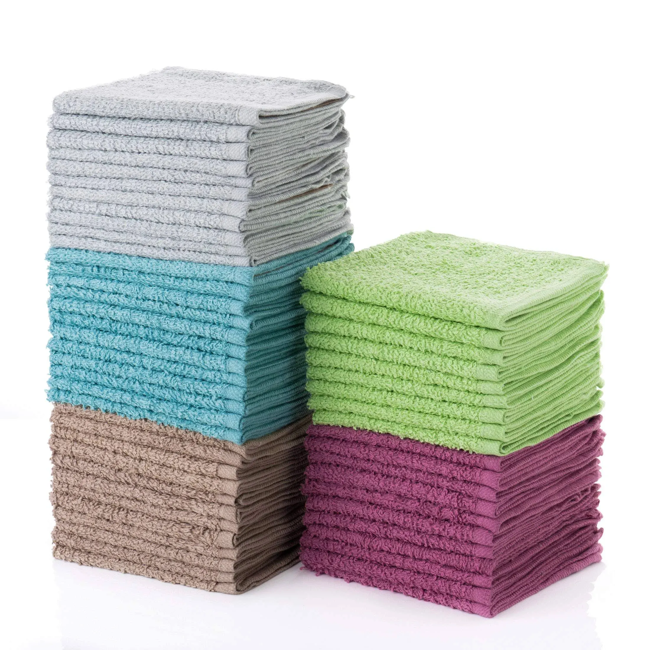 Simpli-Magic 79148 Cotton Washcloths 50 Pack Multi Color Towel Set