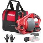 Populo CDAL-2004 Cordless 25 Ft Drain Auger / Snake 20v Battery &amp; Charger &amp; Bag