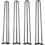 WEN TL28B 28-Inch Mid-Century Modern Satin Black Hairpin Table Legs, 1/2" Diameter, Set of 4