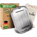 Blockhütte® Premium Stainless Steel Lunch Box (800 ml) for Children, Includes Compartments and Replacement Seal – The Food Storage Container with Divider is Leak-Proof – Small Lunch Box, 800ml, Silver