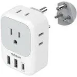 TESSAN US to India Plug Adapter with 4 AC Outlets 3 USB Charging Ports