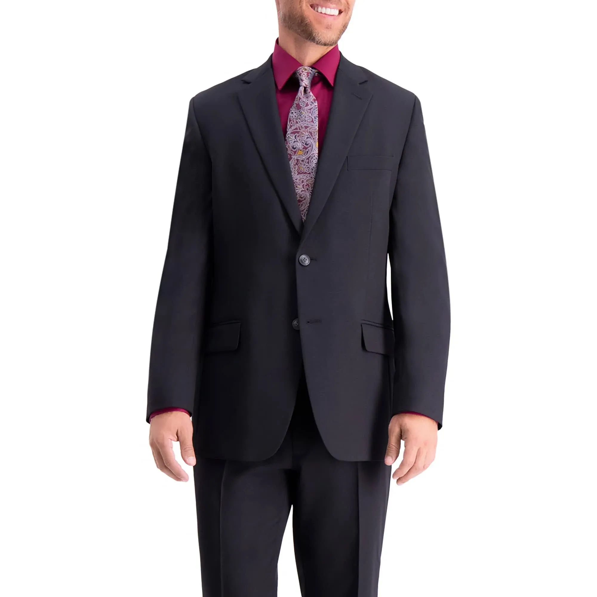 Men's Haggar Travel Performance Tailored Fit Stretch Suit Jacket, Size: 40 - Regular, Black