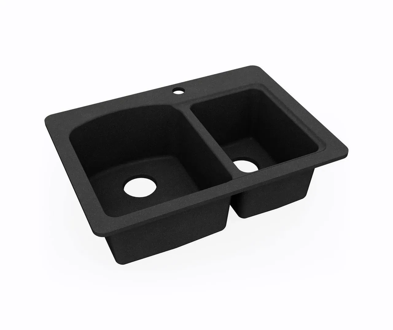 Dual Mount Composite 25 in. 1-Hole Double Bowl Kitchen Sink in Black Galaxy