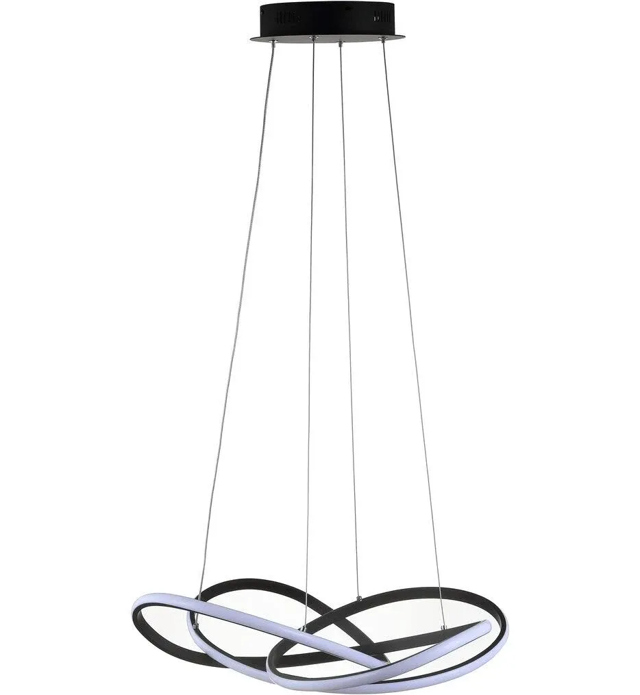 JONATHAN Y Alexia 25 in. Black Abstract Integrated LED Metal Adjustable Pendant