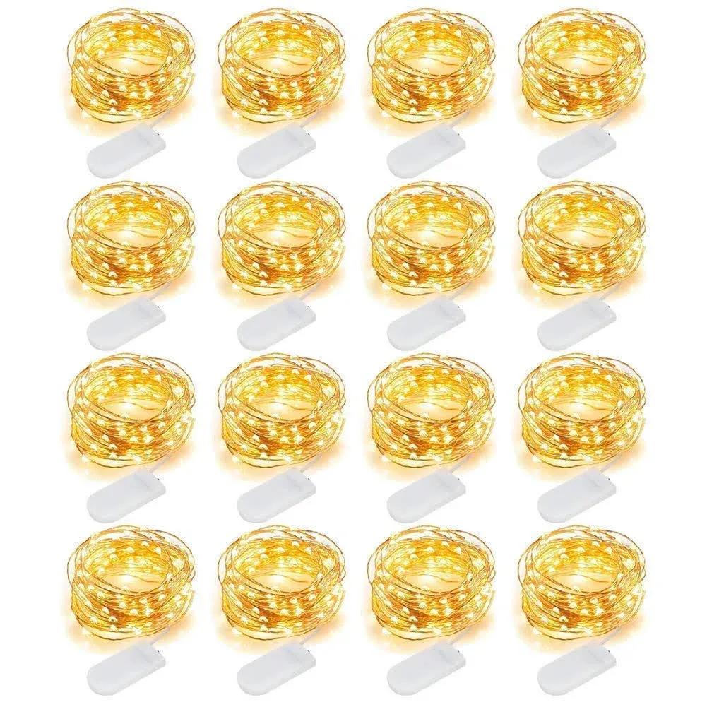 MUMUXI Battery Operated LED Fairy Lights, 16 Pack, 10ft Warm White, Waterproof, Energy Efficient, Indoor Outdoor Usage