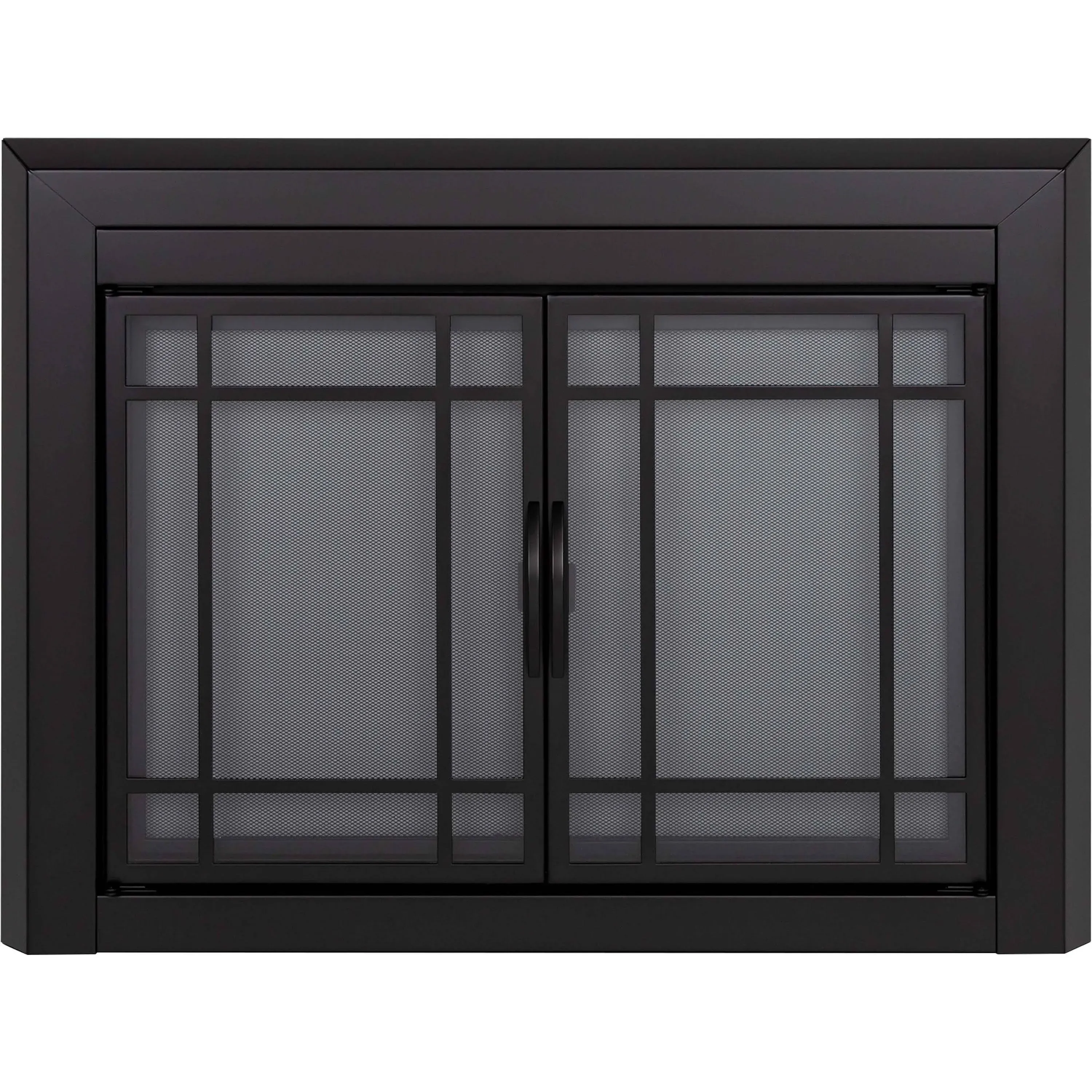 Pleasant Hearth Easton Black Fireplace Glass Firescreen Doors - Medium