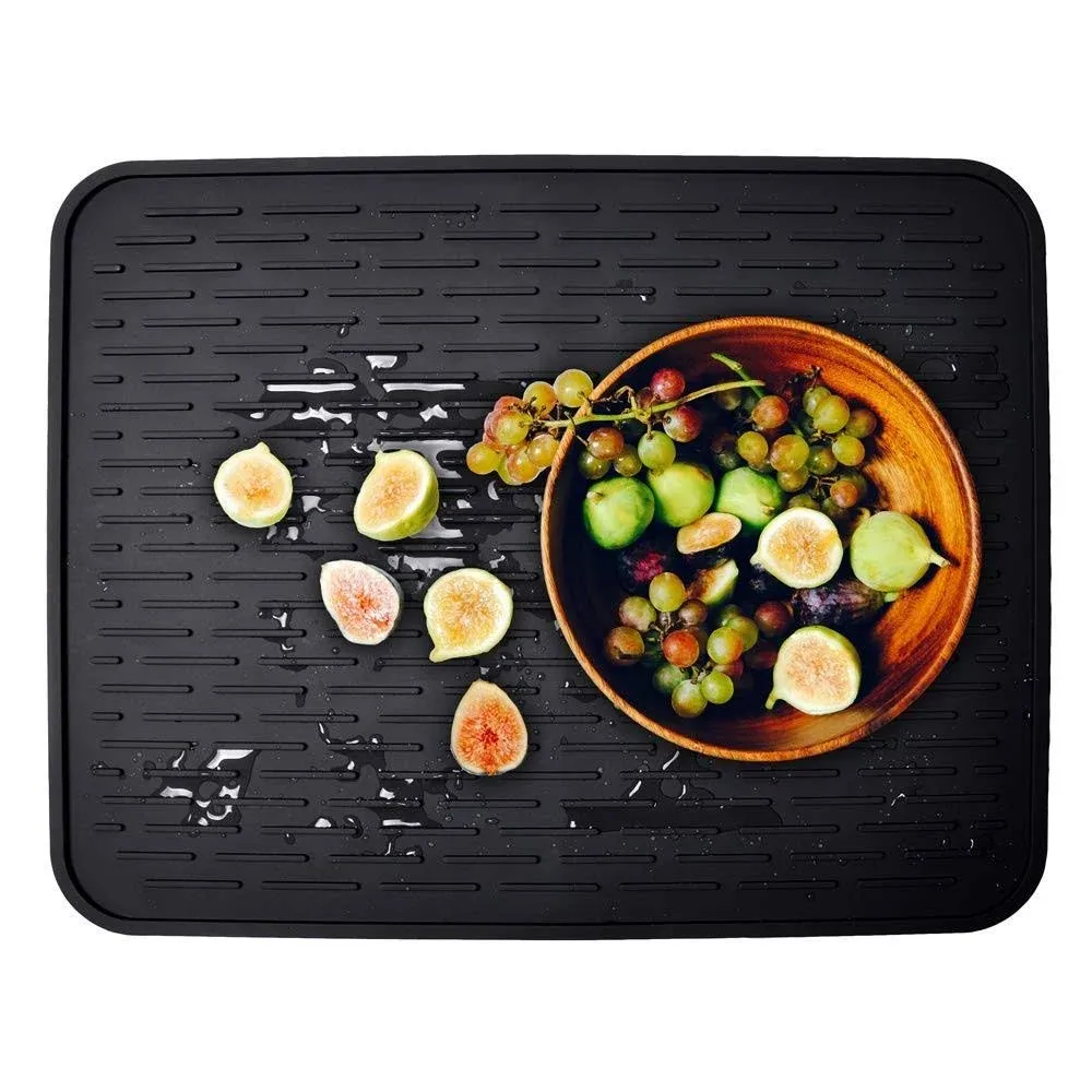 Dish Drying Mat – 23” x 18” XXL Silicone Drying Mats for Kitchen Counter, Heat Resistant Black Washable Rubber Drying Rack Mat for DishesDish Drying Mat – 23” x 18” XXL Silicone Drying Mats for…