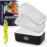 Cheese Grater with Container and Lid &amp; Peeler Set - Vegetable Fruit Multi-Fun...