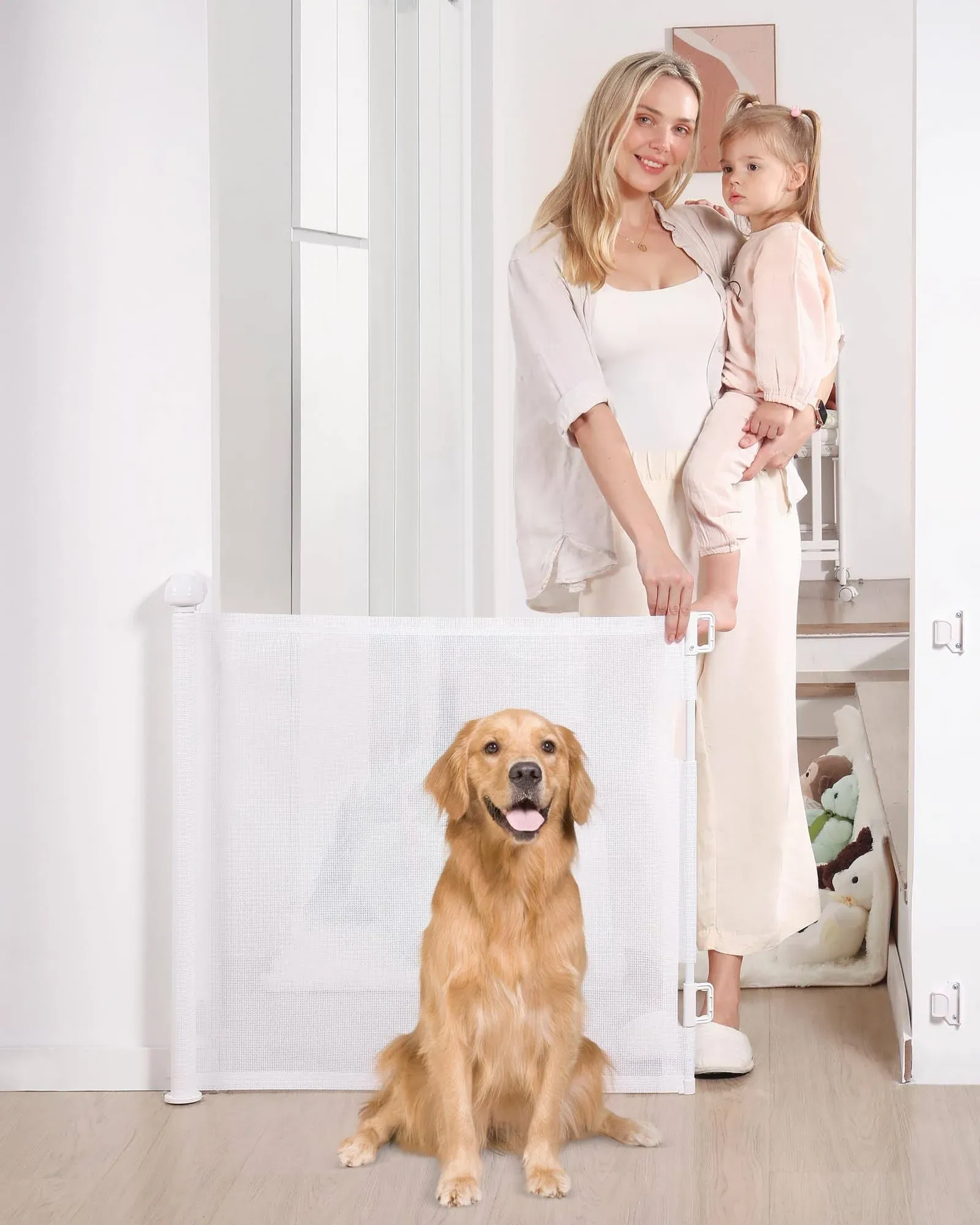 Likzest Retractable Baby Gate, Mesh Baby and Pet Gate 33" Tall, Extends Up to 55 ...