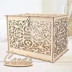 DIY Rustic Wedding Card Box with Lock, Wooden Gift Card Box Holder Graduation Card Box Money Box for Wedding Reception Deco, Baby Showers, Birthday Party Decorations