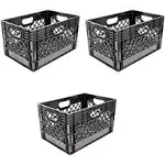 Juggernaut Storage 24 Quart Stackable Storage Crate with Handles (3 Pack)