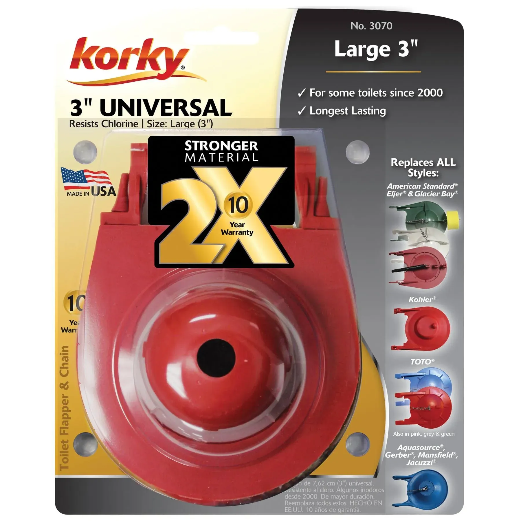 Korky Large 3-Inch 2X Premium Universal Toilet Flapper