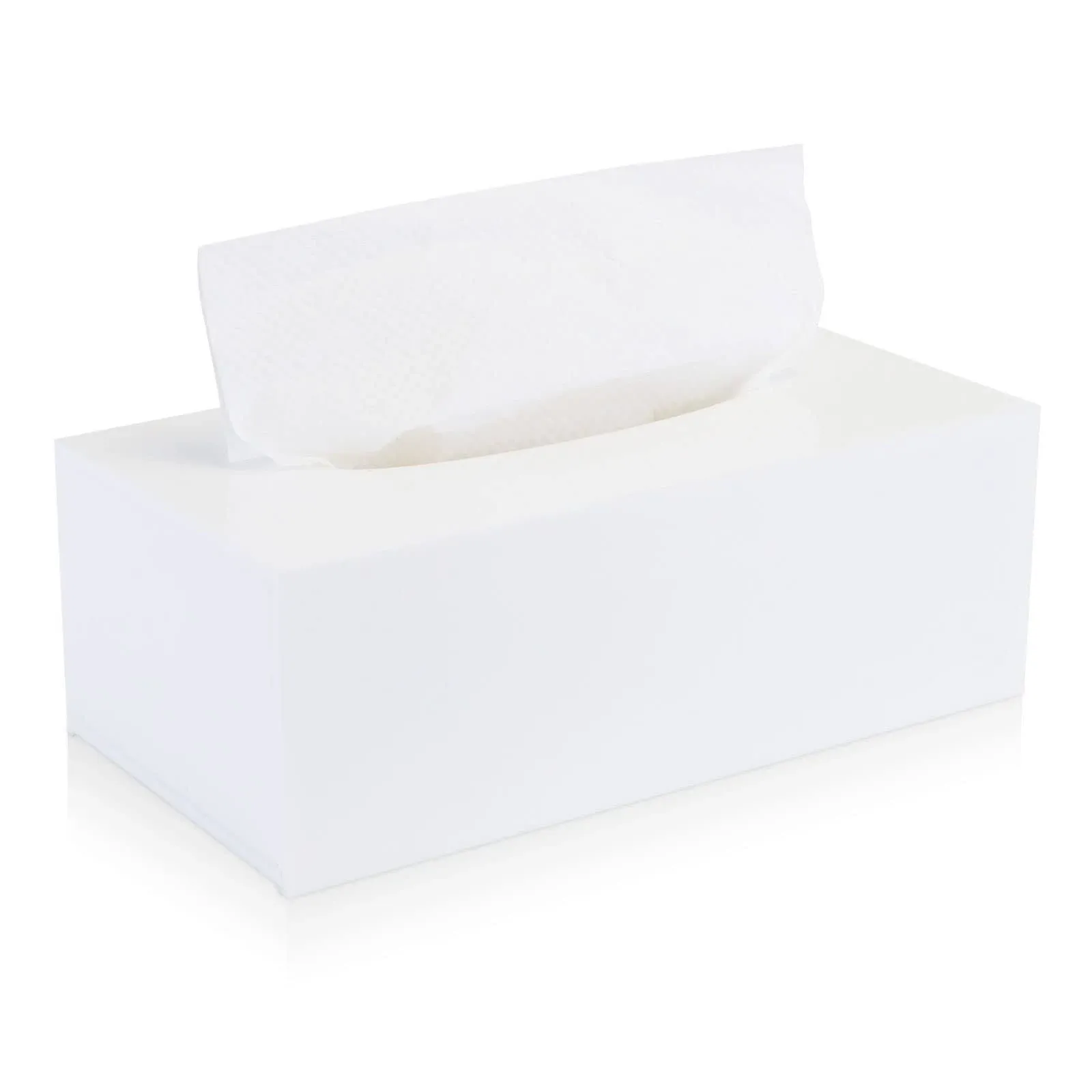Acrylic Tissue Box Holder, PITBVO Rectangular Shiny Black Tissue Box Cover, Table Dryer Sheet Dispenser for Car, Bathroom, Bedroom, Kitchen, Office, L