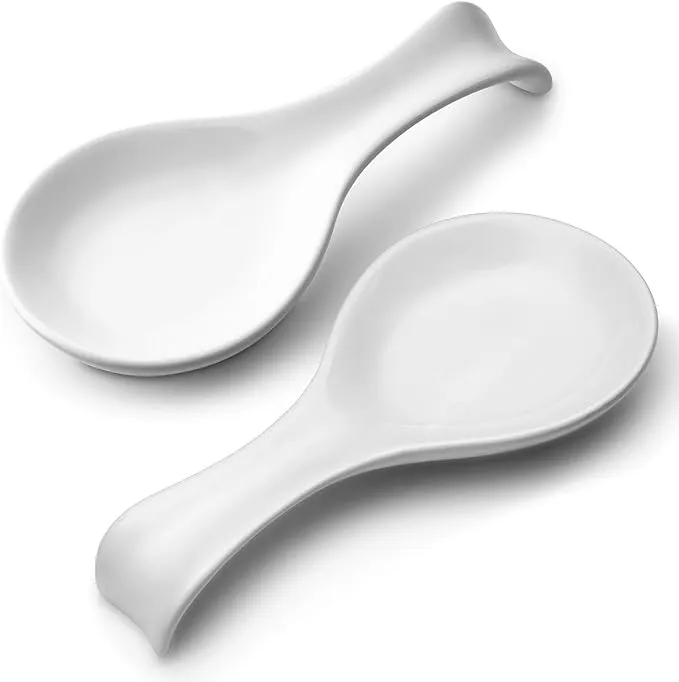 Kook Ceramic Spoon Rests , Set of 2 , Marshmallow, White