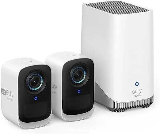 eufy Security eufyCam 3C 4-Cam-Kit, Sicherheitskamera für den Außenbereich, kabellos, 4K-Kamera, erweiterbarer lokaler Speicher bis zu 16 TB, Gesichtserkennung KI, Spotlight, Farbnachtsicht, keine monatliche Gebühr