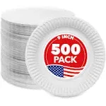 25 Count 9-Inch Paper Plates Uncoated Disposable Dinner Plates White