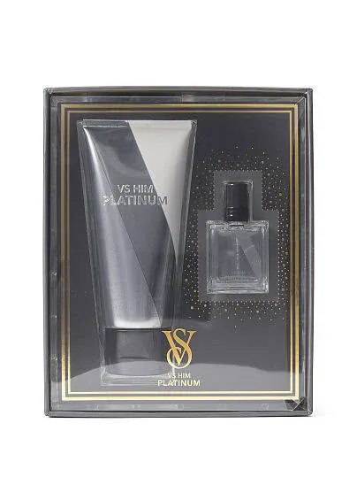 Victoria&#039;s Secret VS Him Platinum Cologne &amp; Body Lotion Mini Gift Set, New, T175