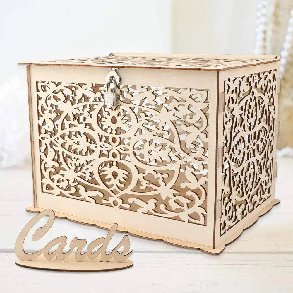 Diy Rustic Wedding Card Box With Lock Wooden Gift Card Box Holder Graduation Car