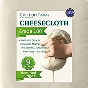 Cotton Farm from Mediterranean Cotton Farm Grade 100 XL Cheese Cloths - Straining & More; 36x36 inch; 100% Unbleached Cotton Cheesecloth; Reusable