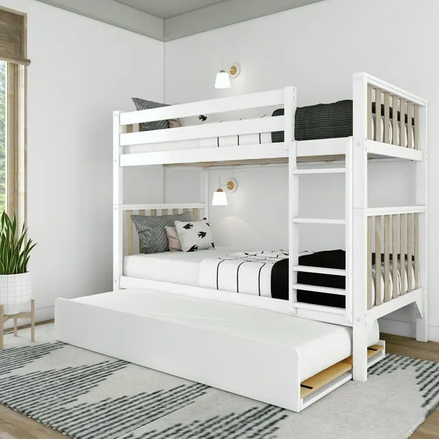 Max & Lily Scandinavian Twin over Bunk Bed with Twin-Size Trundle