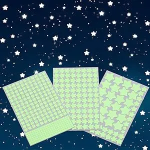 Aooyaoo Glow in The Dark Stars Wall Stickers, Glowing Stars for Ceiling and Wall Decals, 3D Glowing Stars,Excluding The Moon，Perfect for Kids Bedding Room or Party Birthday Gift(452Pcs, Green)