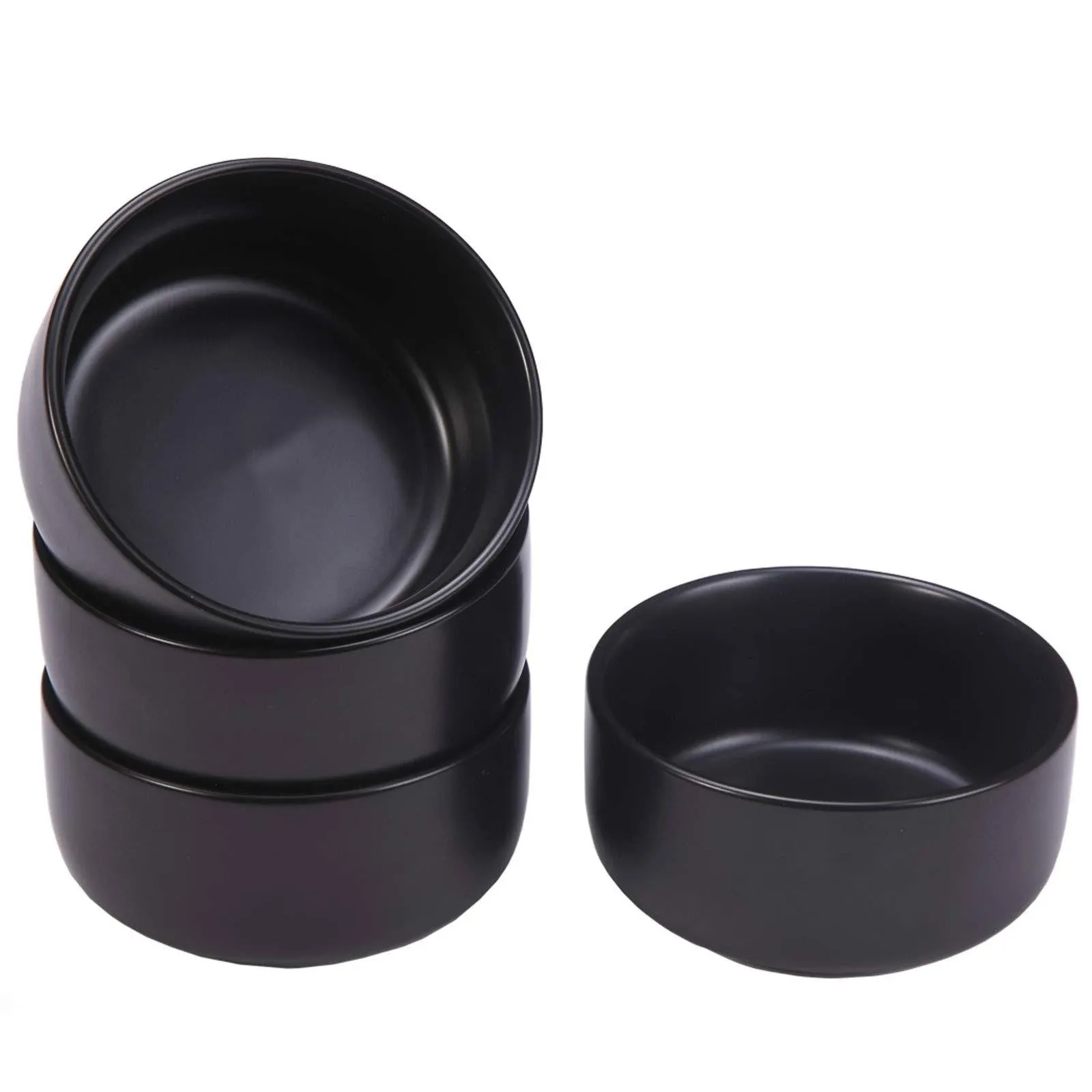 Hoxierence - 10 Oz Ceramic Small Bowls, Matte Meal Prep Round Bowl Set, Black 