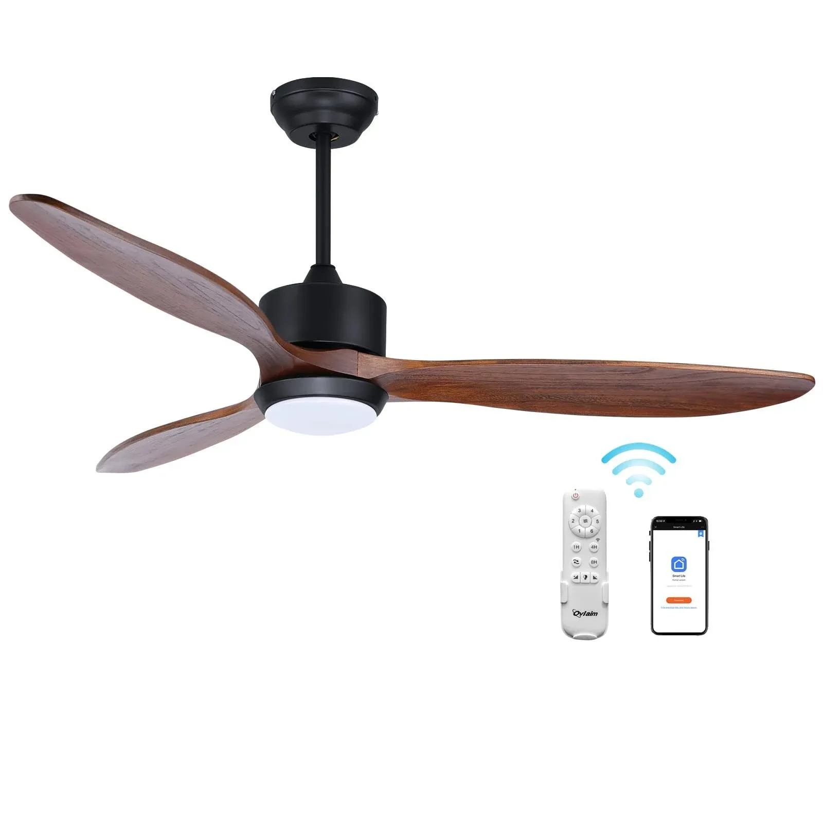 Ovlaim 52 Inch Solid Wood Ceiling Fans with Lights Remote Control