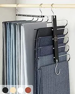 Pants Hangers Space Saving - 2 Pack European Beechwood Scarf Hangers - Closet Organizer Jean Hangers - Scarf Holder Closet Space Saving Hangers - Pant Rack Leggings Hanger Space Saver