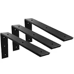 Walwe Countertop Support Bracket 3 Pack 16 inch Heavy Duty 3/8" Thick Black Granite Countertop Bracket 16"x6"x2.5" Shelf L Bracket Mantel Corbels for