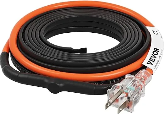 VEVOR Self-Regulating Pipe Heating Cable, 24-feet 5W/ft Heat Tape for Pipes Freeze Protection, Protects PVC Hose, Metal and Plastic Pipe from Freezing, 120V