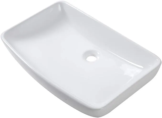 Lordear White Bathroom Sink 24"x16" Rectangle Bathroom Vessel Sink Modern Above