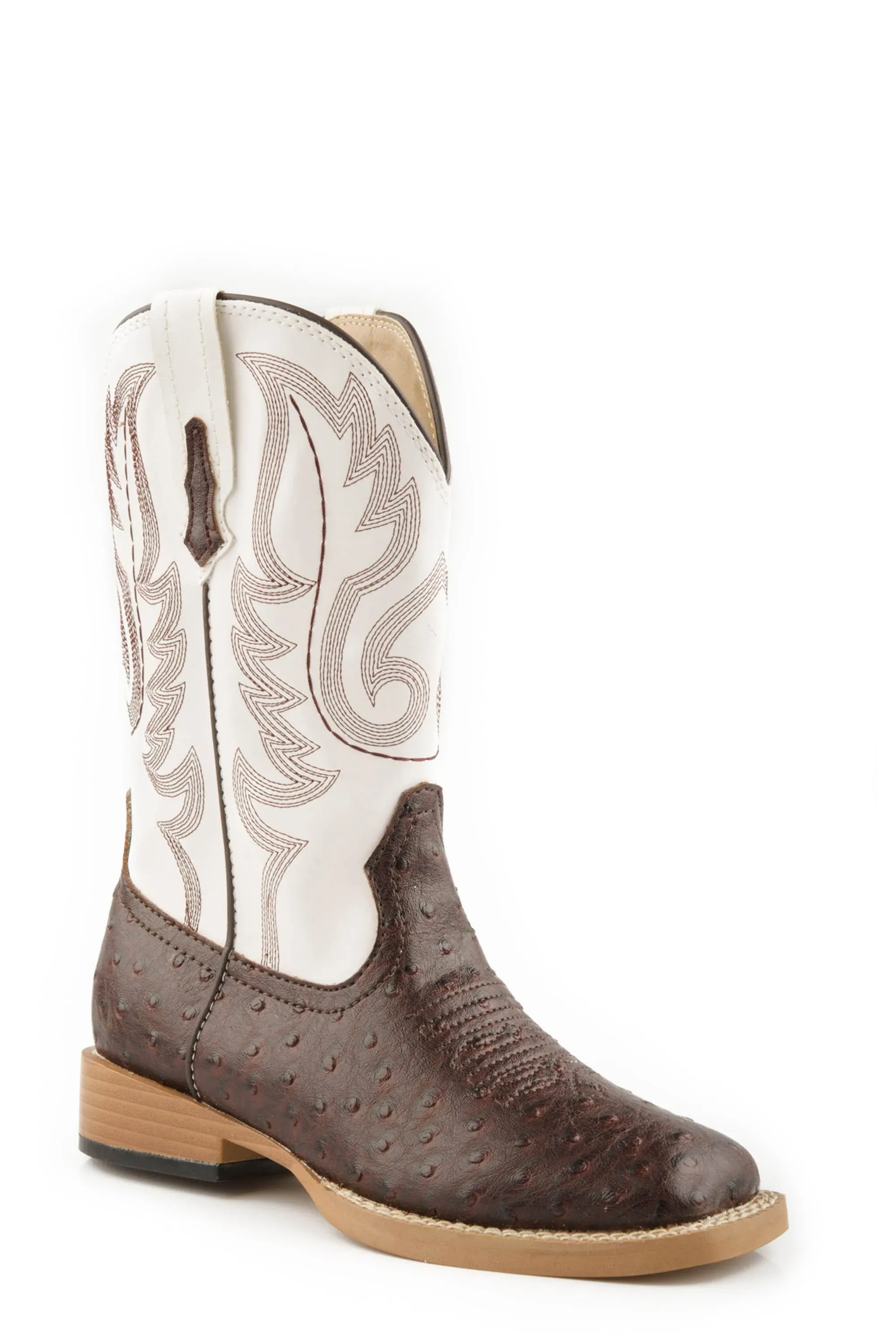 Roper Footwear Kid&#39;s Brown Ostrich Print Cowboy Boots