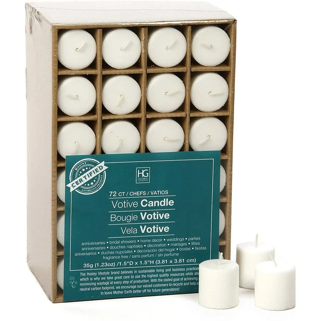 Hosley Set of 72 White Unscented Votive Candles