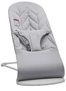 BabyBjörn Bouncer Bliss, Light Gray Frame, Cotton, Petal Quilt, Light Gray