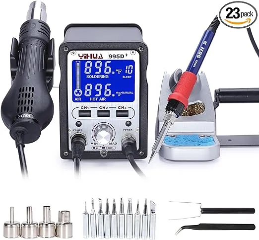  8786D I 2 in 1 Hot Air Rework and Soldering Iron Station with °F /°C, 