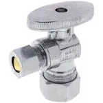 Bluefin ASQ058-038 1/2" Nom Comp (5/8" OD) x 3/8" OD Comp 1/4 Turn Angle Stop Valve, Lead Free (Chrome) | SupplyHouse.com