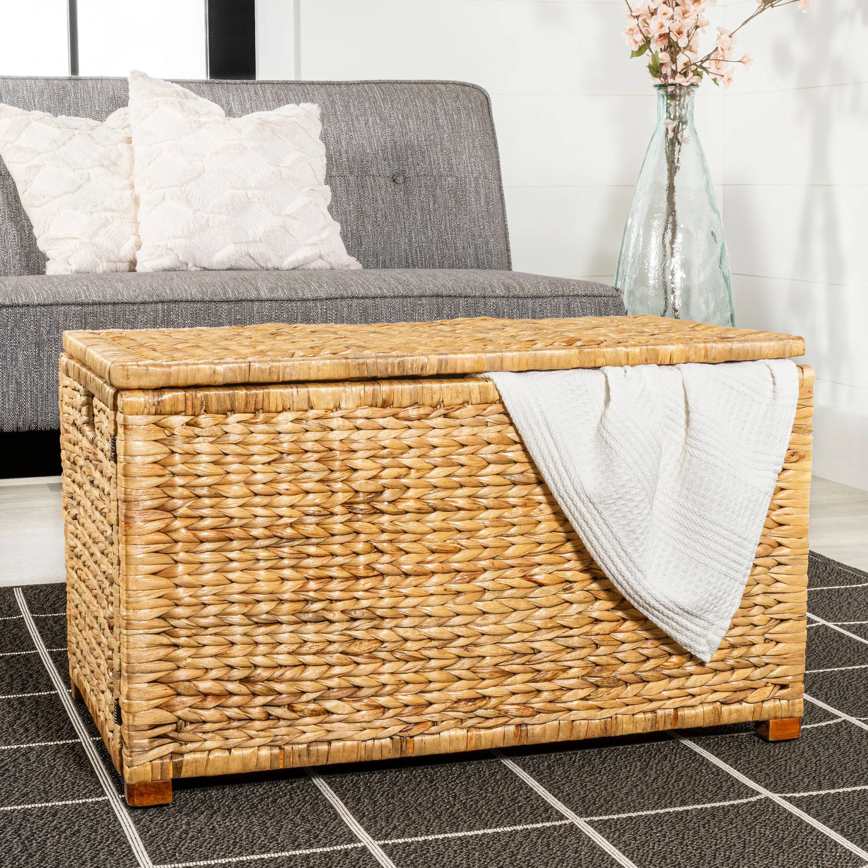 happimess Anada Wicker Weave 30 in. Storage Trunk, Natural