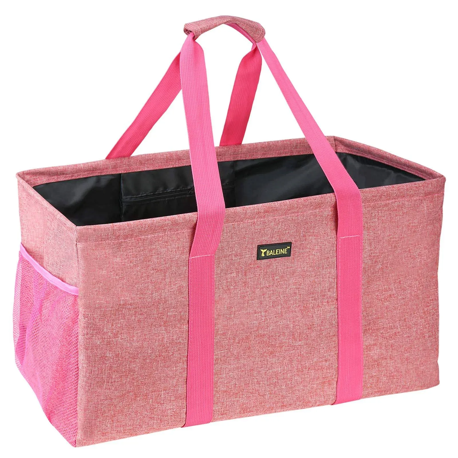 BALEINE Extra Large Utility Tote Bag with Wire Frame for Storage (Pink, 22''x12''x10'')