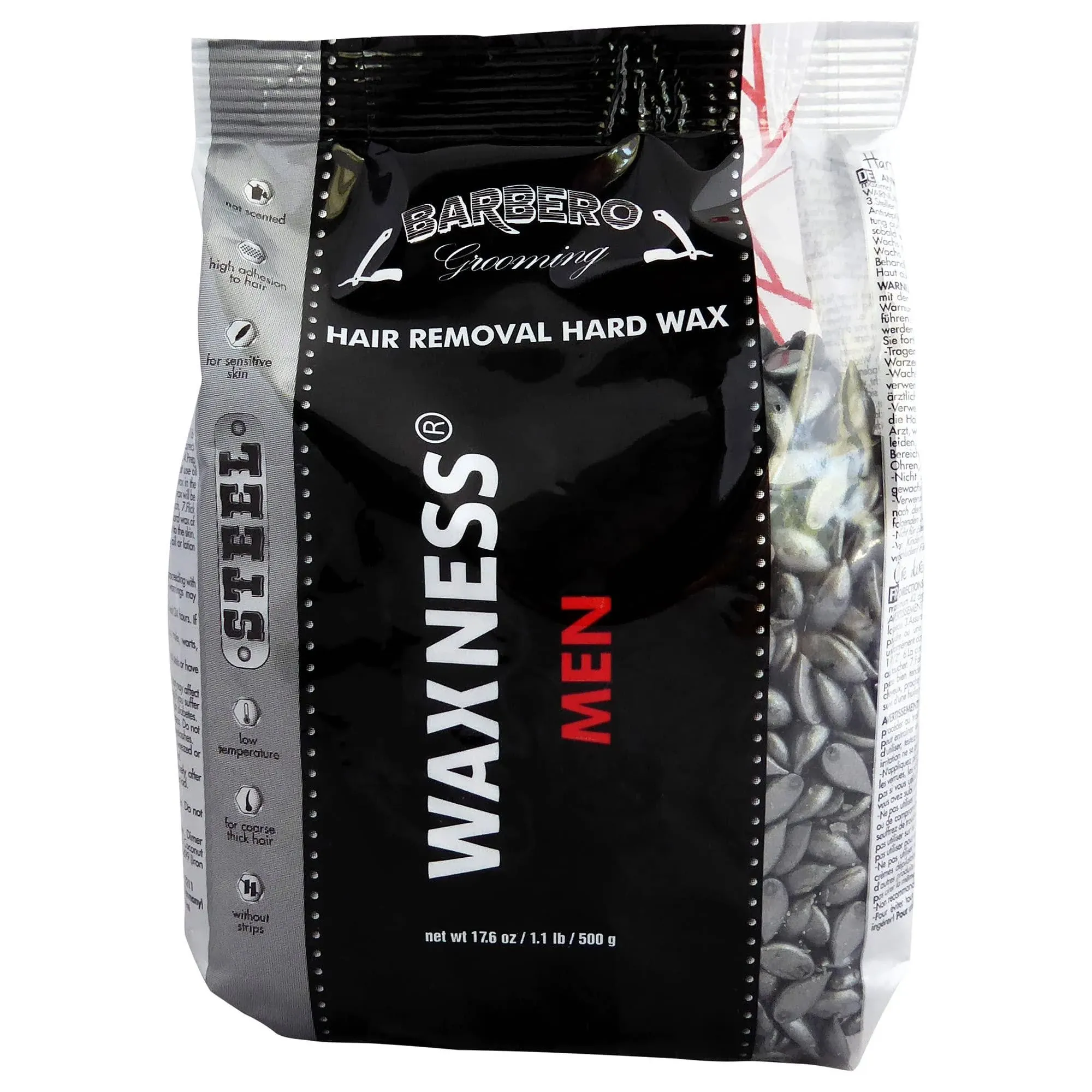 Waxness Wax Necessities Barbero Grooming Hard Wax Steel for Men 1.1 lb 500 g