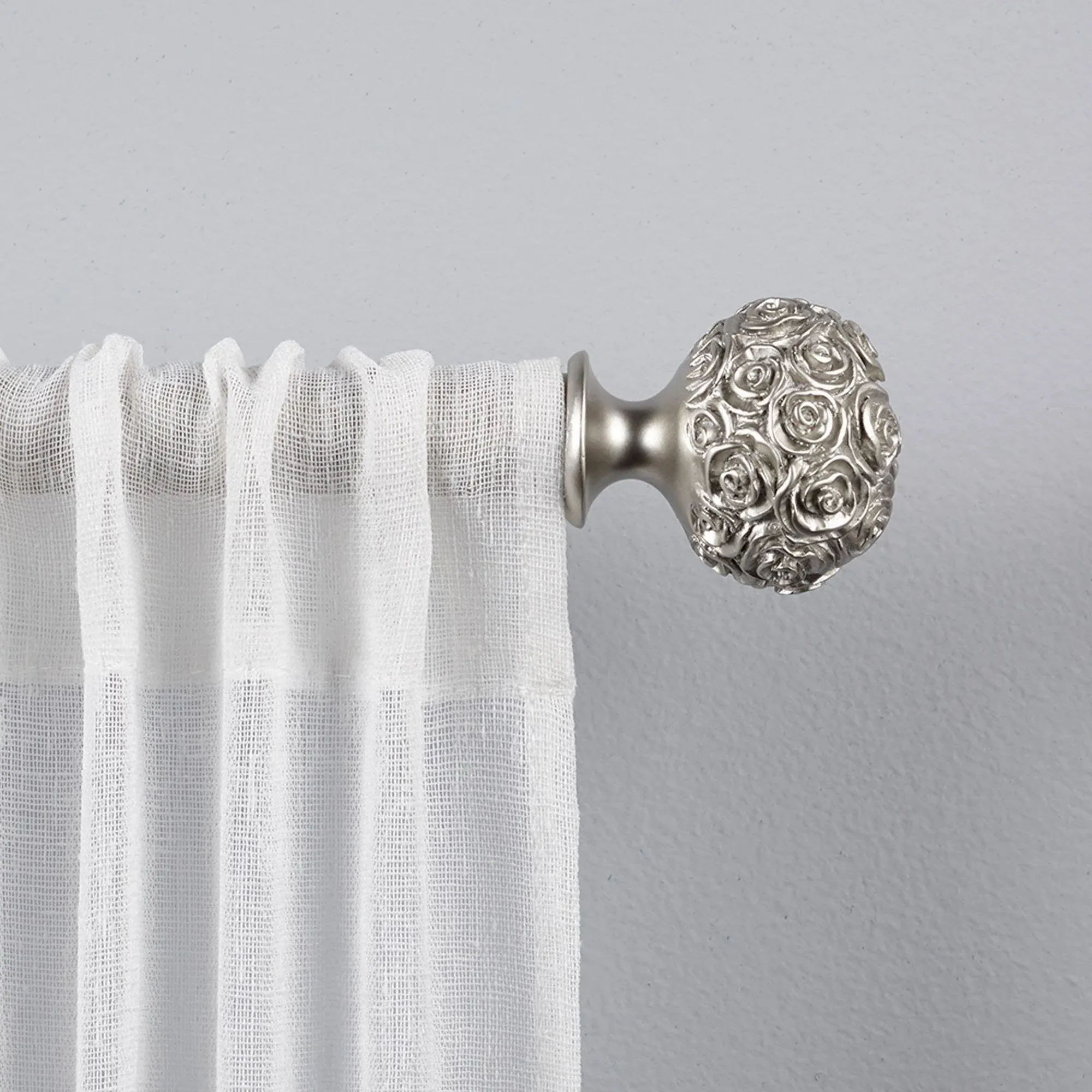 Exclusive Home Curtains ER1004-01 3672 Peony 1" Curtain Rod and Finial Set, 36"-72", Matte Silver