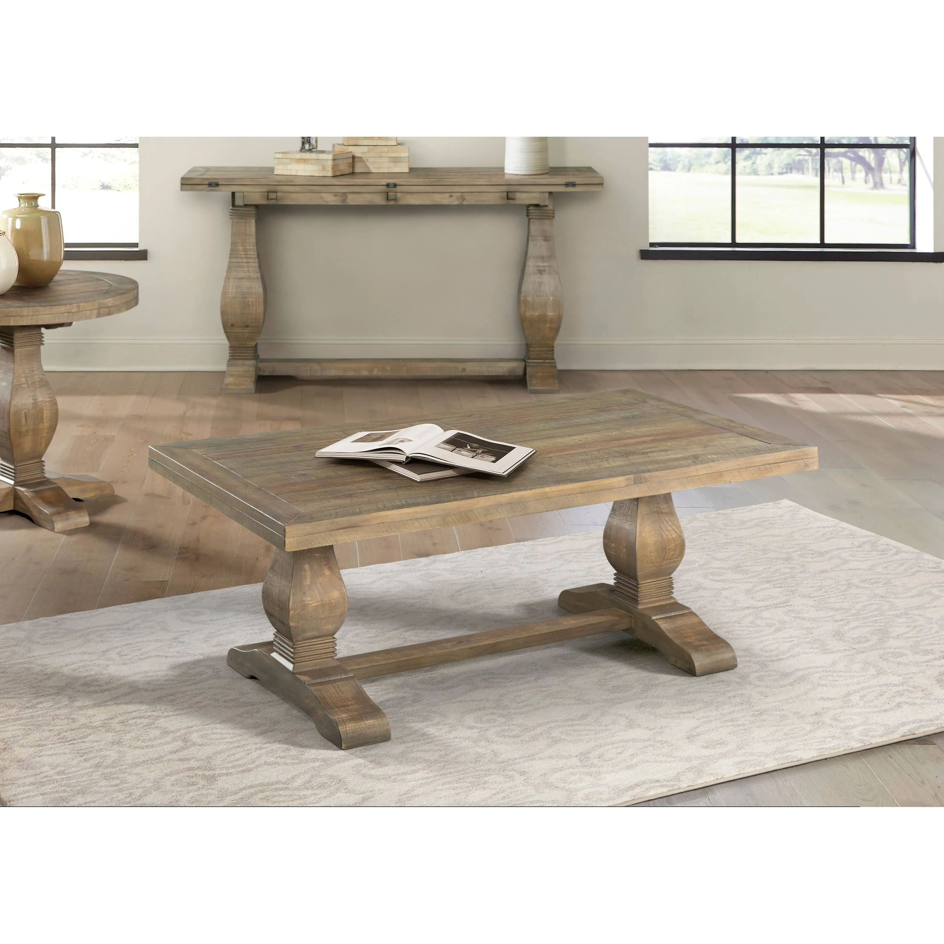 Martin Svensson Home Napa Pedestal Coffee Table, Reclaimed Natural