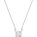 Attract Square Crystal Pendant Necklace In Silver Tone, 14.87-16.87 In Neutral